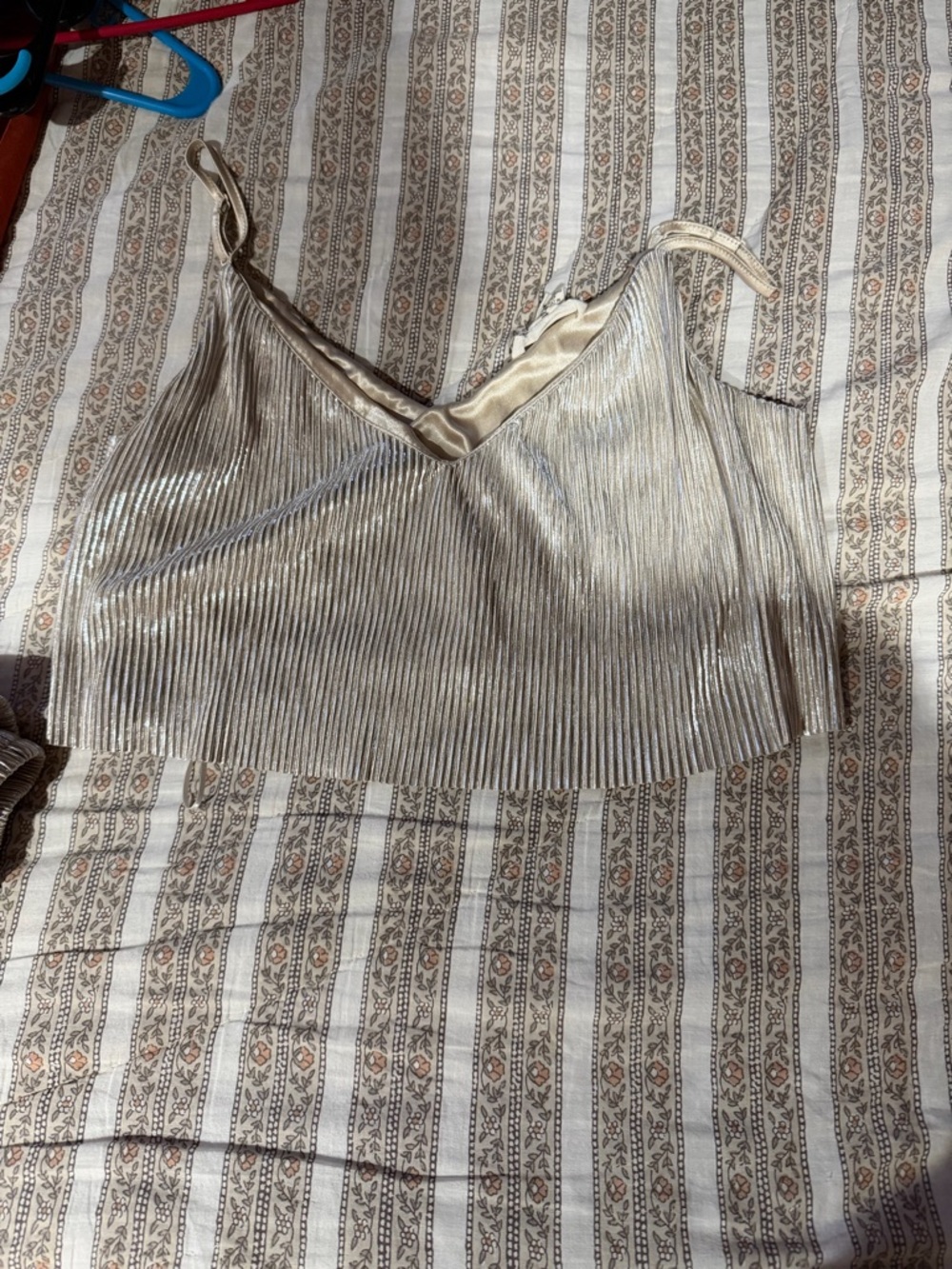 Shimmery Gold Pleated V-Neck Cami